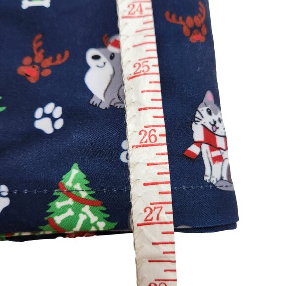 NEW Two Christmas Scrub Tops Red and Blue with Christmas Tree Cats Dogs Sz M - Picture 16 of 16